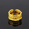 Vintage 24k guldpläterad prydnad sex ord mantra par ring öppen ring dominerande män vietnam placer guld9146231