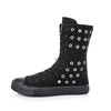 Sprzedawany Stoma Cross-Ti Buty Damskie Wiosna i Lato Krótkie Canister Zipper Side Canvas Buty Casual Buty Mieszkania 210417