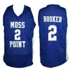 Custom Retro Devin Booker # 2 Middelbare school basketbal jersey heren gestikte blauwe maat S-4XL Elke naam en nummer topkwaliteit