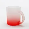 Tasses en verre fluorescent à sublimation de bricolage de 11 oz avec poignée Couleurs dégradées Impression par transfert de chaleur Tasses d'eau givrées colorées ombrées dans une boîte en mousse individuelle DH9486