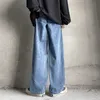 Washed Jeans Women Harajuku Anime Print Baggy Men's Streetwear Cotton Fashion y2k man Loose Wide Leg Pants 211009