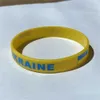 Blå Gul Ukrainska Flagga Armband Stöd Ukraina Gummi Bangle Armband Jag står med ukrainska Sport Elastiska Silikon Armband Bands Bangles i lager 0311