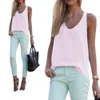 Missky 2020 Summer Women Fashion Solid Color Sleevelsuspenders Cool Andningsbar Chiffon Blouse X0507