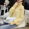 Höst och vinter Kvinnors Slitage Koreansk Loose High Collar Sweater Top Tjockat botten Pull Femme 11867 210521