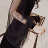 Bahar Seksi Parlak Elbise Kadın Dantel Patchwork V Boyun Uzun Parti Elbiseler Siyah Akşam Robe Vestidos De Fiesta Noche 210608