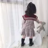 女の子の服セット子供の服秋の長袖子供王女トップとスカートの学校制服スーツ2pcs 210515