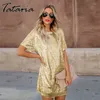 Rose Gold Sequin Dresses Woman Party Night Slim Short Sleeve Patchwork Bodycon Nightclub Mini Vintage Dress Vestido Lentejuelas 210514