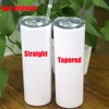 50pcs Fast Delivery 20oz Straight Sublimation Drinkware Tumblers With Metal Straw And Lid Home Travel Water Bottles