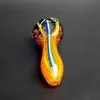 thick hand blown spoon pipes glass hand pipes smoking glass pipe glass tobacco pipes 3.9'' glass bowl pipe for Dry Herb Spiral Lines Glass Smoking Bowls Heady Pipes