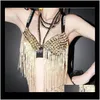 Apparel Drop Delivery 2021 Punk Tassel Rivet Bra Underwear Tops Dj Sexy Pole Belly Dancing Sequins Party Dancer Ds Costumes Hip-Hop Nightclub