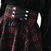 Gothic Lolita Women Ladies Winter Black Red Plaid Ploeged Ball Jurk nieuw aankomsten Hoge taille veter wollen rok bodem Q190517