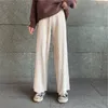 Höst Vinter Kvinnor Byxor Stickad Solid Drawstring Wide Leg Pant Tjock Varm Alla Match Casual Trousers 17587 210415