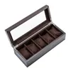 Watch Boxes & Cases 2X Men And Women 5 Slot Storage Box With Window Mechanical Display Cabinet Dark Brown Khaki Hele22