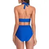 Kvinnors badkläder Kvinnors höga midja Bikinis 2022 Bandage Kvinnor Push Up Baddräkter Solid Brasilian Bikini Ribbed Biquini Strap Swim