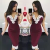 Sexy Burgundy Navy Blue White Appliques Sheath Cocktail Dresses Knee Length Formal Gowns Spaghetti Straps Short Prom Party Dress Custom robes de