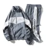 Agasalho masculino de hip hop roupas masculinas conjuntos de 2 peças streetwear homem jaquetas e calças harém ABZ551 210917