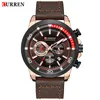 Curren Top Marca de Luxo Masculino Moda Casual Esporte Relógio Homens De Couro Impermeável Quartzo Pulso Relógio Masculino Cronógrafo Analog Clock 210517