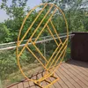 Party Decoration Wedding Arch Props Diamond Round Geometris Gold smidesjärn Flower Stand Outdoor Lawn Backdrop Shelf9442702