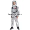 SLAILIFIIF Silver Spaceman Tumpsuit Boys Costume astronauta dla dzieci Halloween Cosplay Pilot Pilot Party Party Fancy Dress Q0915869497