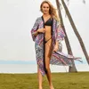 Bikini Cover-up Bohemian Stampato Lungo Kimono Cardigan Plus Size Tunica Donna Beach Wear Costume da bagno Cover Up Parei Q1148 210420