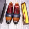 Dress shoes Big Size 6 To 13 Men's Oxford Shoes Cap Toe Genuine Leather Handmade Brogue Wedding Party Formal for Men 2021 210830