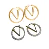 Letter Design Earrings Big Circle Simple New Fashion Stud Womens Hoop Earring for Woman High Quality 2 Color with Box