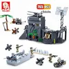 Sluban Tank Militaire Duitse Atlantische Fort Bouwstenen Leger Chariot Soldier Landing Craft Shore Defense Toys Bricks DIY Gifts AA220303