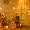 LED Gordijn String Light 110 V 220 V Maan Ster Fairy Lights Christmas Garland Venster Lamp Outdoor Indoor voor Home Bruiloft Decoratie