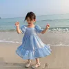 2021 nuovo arrivo estivo ragazze principessa abito bambini design coreano abiti vestiti per ragazze Q0716