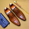 Zapatos de cocodrilo hechos a mano para hombre, zapatos Derby de moda de estilo británico, zapatos de trabajo Oxfords de negocios formales