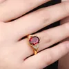 Pierścionki ślubne 24k złoto dla kobiet owalne czerwone naśladowane szlachetne pierścień rhinestone zaręczynowy prezent biżuterii biżuterii