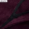 Zevity Women Vintage Zipper Fly Fickor Corduroy En Linje Skirt Faldas Mujer Kvinna Mode Chic Vestido Business Kjol QUN715 210603
