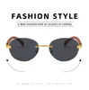 2021 mode Männer Randlose Stil Gradienten Holzmaserung Pilot Sonnenbrille Luxus Frauen Vintage Marke Design Sonnenbrille Oculos De Sol 8003