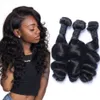 Paquets brésiliens de cheveux de vague lâche Non Remy 3/4 / Pcs Lot paquet de tissage de couleur naturelle pour les femmes noires Extension de cheveux humains