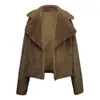 Jocoo Jolee femmes fausse fourrure vestes hiver chaud moelleux manteaux élégant col rabattu recadrée manteaux mode parc 210518