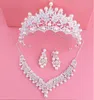 Earrings & Necklace Bride Crystal Pearl Costume Jewelery Sets Design Rhinestone Choker Crown Tiara Bridal Women Wedding