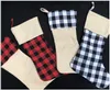 Grote sublimatie Santa Claus Socks Plaid Kerstmis Kous Kmas Tree Hangende Ornamenten Festival Party Decoratie 5 stijlen