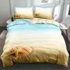 Bedding Sets 3D Digital Shell Sandbeach Duvet Cover Set Quilt/Comforter Full Double King Size 203x230cm Bed Linen For Child Adults