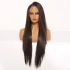 Długie proste ciemnobrązowe 13*4 koronkowe peruki dla kobiet Naturalne włosy koronkowe peruki przedni odporny na jedwabny jedwabny miękki hairfactory bezpośredni