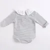 Wiosna Jesień Niemowlę Dziewczynek Pani Ubrania Body Black White Stripe Długi rękaw 0-2yrs 210429