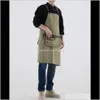 Textiles Home & Gardenunisex Waterproof Apron For Handwork Man Woman Cotton Canvas Antifouling Working Outfit Aprons With Adjustable Strap Wa