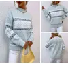 Christmas Turtleneck Snowflake Knit Loose Women Sweater Winter Fashion Warm Pullover Sweaters Casual Lady Chic All-match Jumper 211215