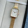 Mode pleine marque montre-bracelet femmes fille Rectangle Style métal acier bande Quartz avec luxe Logo horloge Dan03