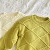 Höst Vinter Kids Boys Girls Långärmad Sticka Diamant-Typ Lattice Sweater Baby Pullover Sweaters 210429