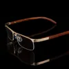 Moda óculos de sol quadros de madeira quadro masculino feminino vintage meio aro olho óptico miopia prescrição óculos claro eyewear267v