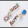 Bijoux de charme livraison directe 2021 lettre exagérée diamant acrylique femmes sourire heureux mode Ins vent boucles d'oreilles Kupot