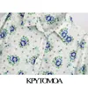 Mulheres Moda Floral Impressão Cropped Blusas Lanterna Sleeve Button-Up Camisas Femininas Blusas Chic Tops 210420