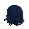 Cappellini da ciclismo Maschere Divertente Tentacle Octopus Beanie Knit Beard Hat Fisher Cap Wind Ski Mask Nero