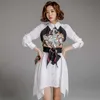Сексуальные OL Office белые корейские дамы с длинным рукавом падение нерегулярное платье для женщин Китайская одежда 210602