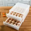 Caixa de armazenamento do ovo do agregado familiar tipo caixa de armazenamento de geladeira plástico caixa de massa transparente caixa dupla camada de ovo 211110